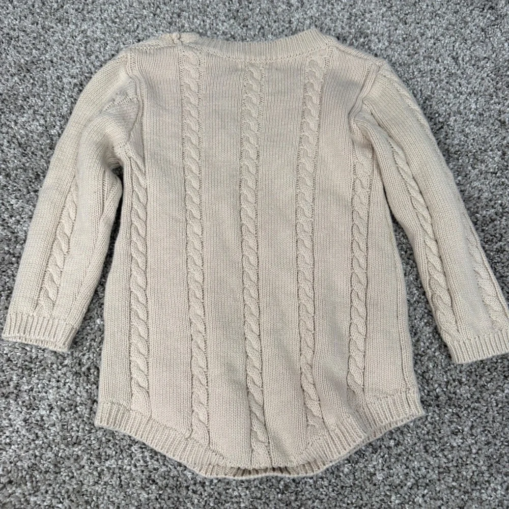 Luna + Luca Organics Beige Cable Knit Romper Bodysuit 12-18M Long Sleeve Oatmeal
